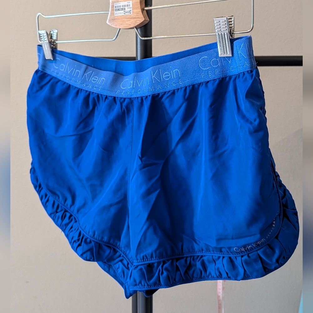 Calvin Klein Royal Blue Athletic Shorts Like New Size Large, Ruffle Hem